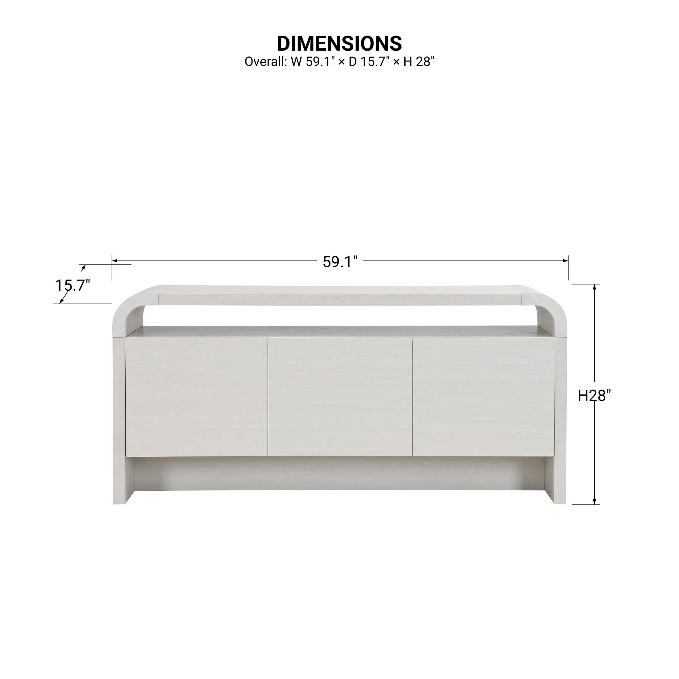 Christopher Knight Home Waterfall Sideboard Cabinet with Open Shelf and Hidden Storage, White Oak