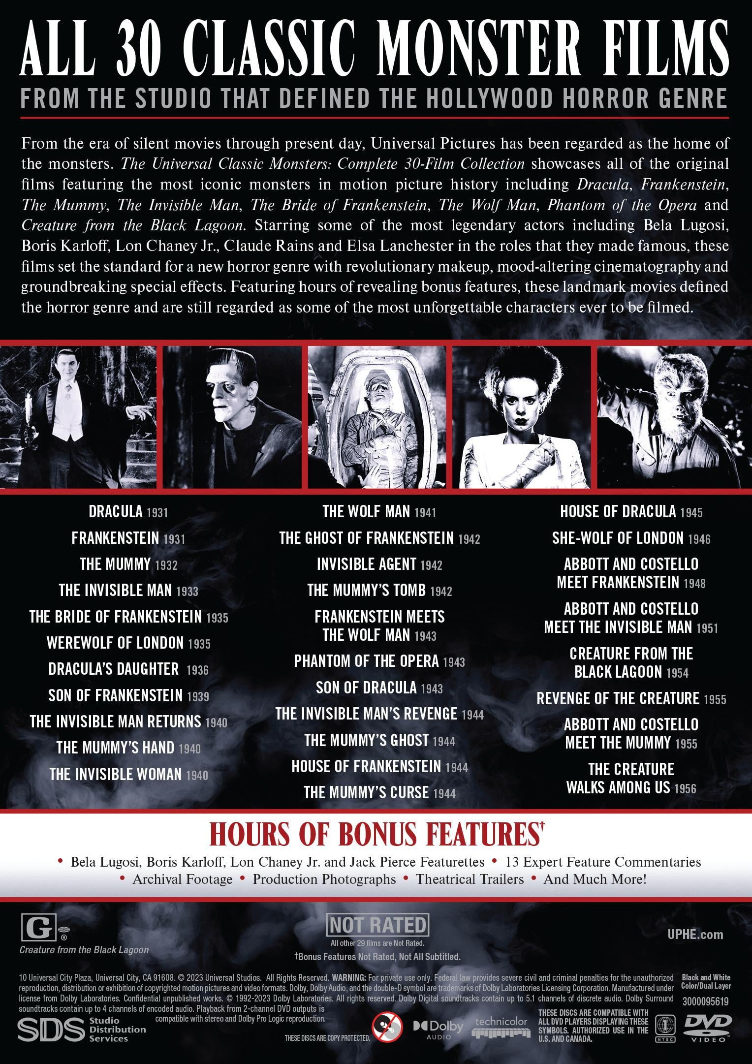 Universal Classic Monsters Complete 30-Film Collection (DVD) - Walmart.com