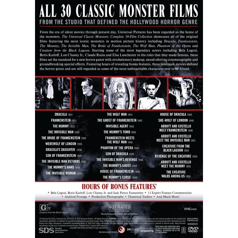 Universal Classic Monsters: Scary Movie 30-Film Collection (DVD
