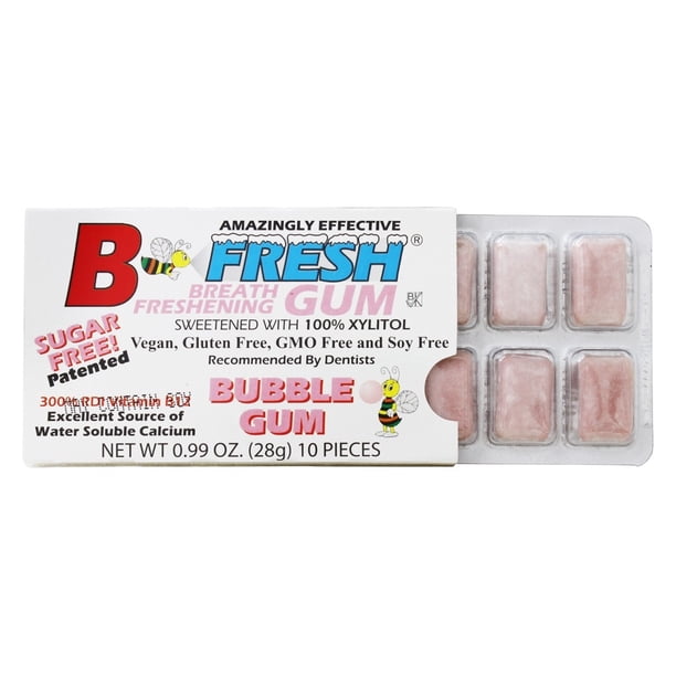 B Fresh Breath Freshening Sugar Free Gum Bubble Gum 10