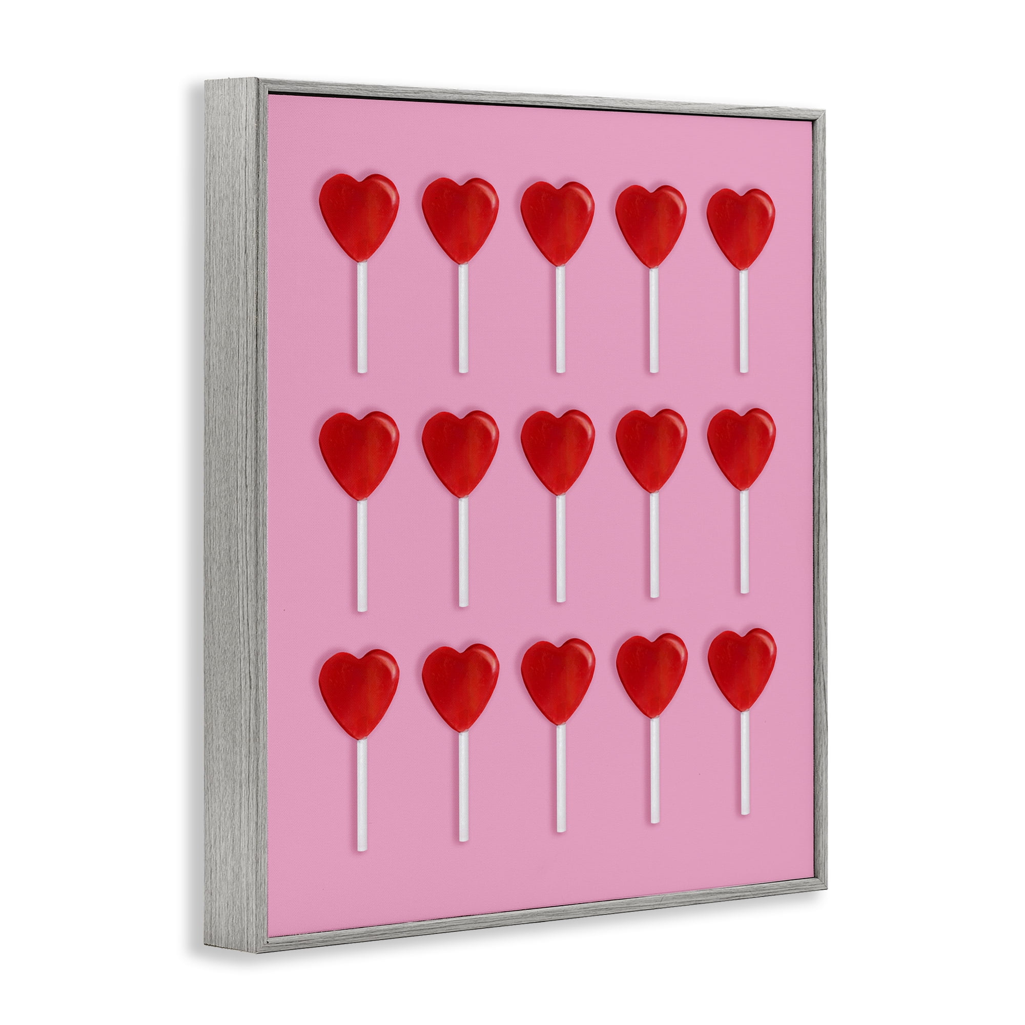 Stupell Industries Heart Lollipops Collection Gray Framed Giclee Art, design by LISH Creative