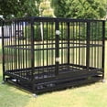 thumbnail image 6 of Wonline Metal Heavy Duty Dog Cage with Wheels, Black, 6 of 16