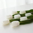 thumbnail image 2 of Ramo de flores artificiales de tulipanes de tacto real de Shenmeida, 5 unidades, arreglo floral para decoración de bodas y hogar, 2 of 6