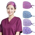 thumbnail image 2 of Floral Letter Print Dust Proof Chef Scrub Cap Round Bouffant Adjustable Hat, 2 of 8