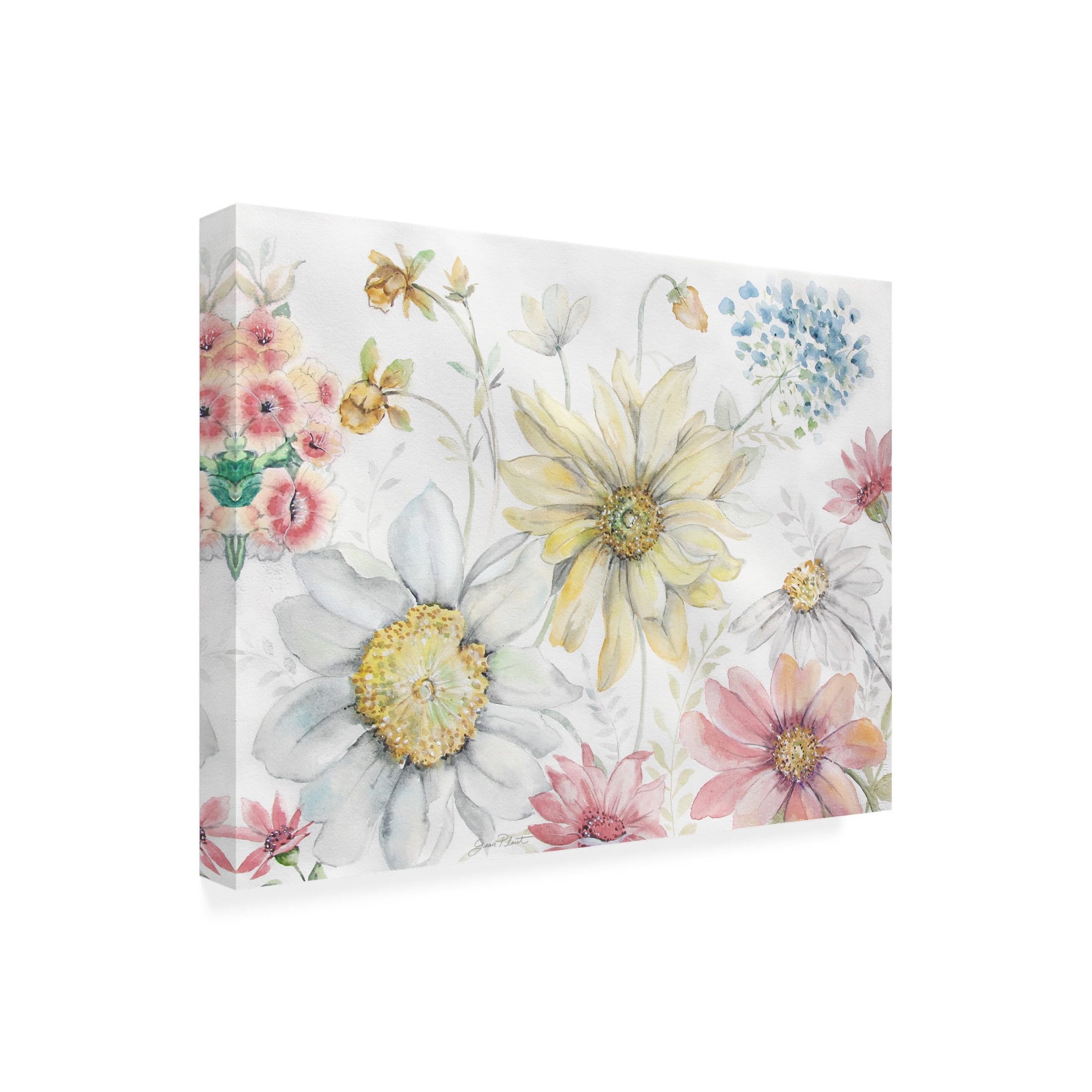 Canvas Wall Art - Jean Plout 'Watercolor Blooms' Wall Art for Living Room, Bedroom, or Office Décor by Trademark Fine Art - 24 x 18 Inches