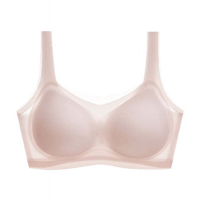 Ropa interior de verano fina de copa fija de seda de hielo sin costuras para mujer, sin aros, para dormir, pecho grande, chaleco pequeño, sujetador cómodo