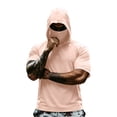 thumbnail image 2 of Men's Hooded Short Sleeve Sun Shirt with Face Mask - UPF 50+ Quick Dry UV Protection T-Shirt for Fishing, Hiking & Gym - Lightweight Athletic Pullover Khaki L, 2 of 9
