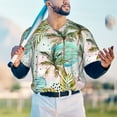 thumbnail image 5 of Lsque Watercolor Palm Tree Pattern Mens Polo Golf Shirts Funny Graphics Shorts Sleeve Button Shirts Baseball T-shirt-Large, 5 of 7