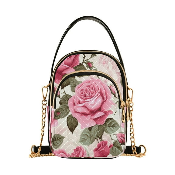 ALAZA Chain Crossbody Bags for Women Roses Flower Shoulder Handbag Phone Purse