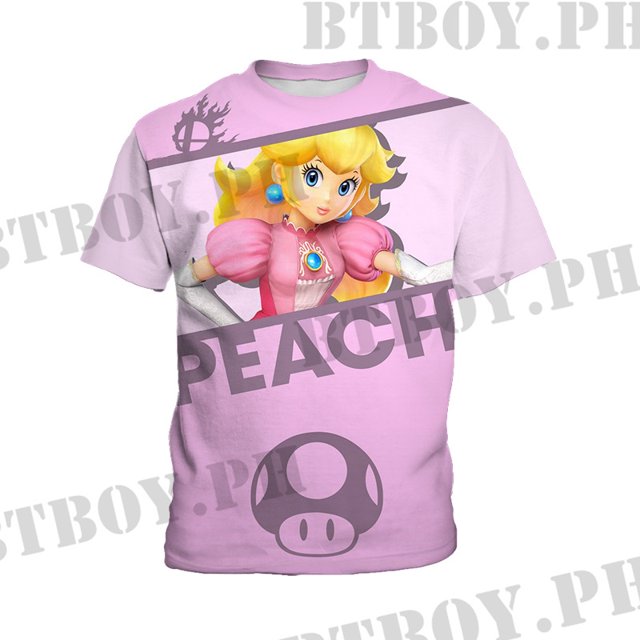 Camiseta Super Princess Peach-MARIO Niñas Impresión De Moda Lindo Rosa 3-14 Años Camisa De Niño Verano Manga Corta Cuello Redondo Top Fiesta Cumpleaños