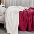 thumbnail image 4 of Cozy Comfort Queen Sherpa Fleece Blankets - Thick and Warm, Soft Fuzzy Blanket, Red, 90x90 inches, 4 of 6