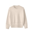 thumbnail image 6 of ManxiVoo Women's Round Neck Knit Sweater with Floral Crochet Design Vintage Style Pullover Top L Size Beige, 6 of 9