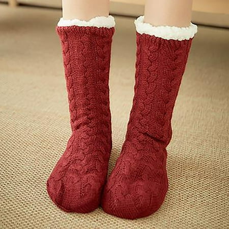 

2 pairs Women s Autumn And Winter Plush Medium Tube Household Monthly Sleep Christmas Stockings Carpet Stockings Color random