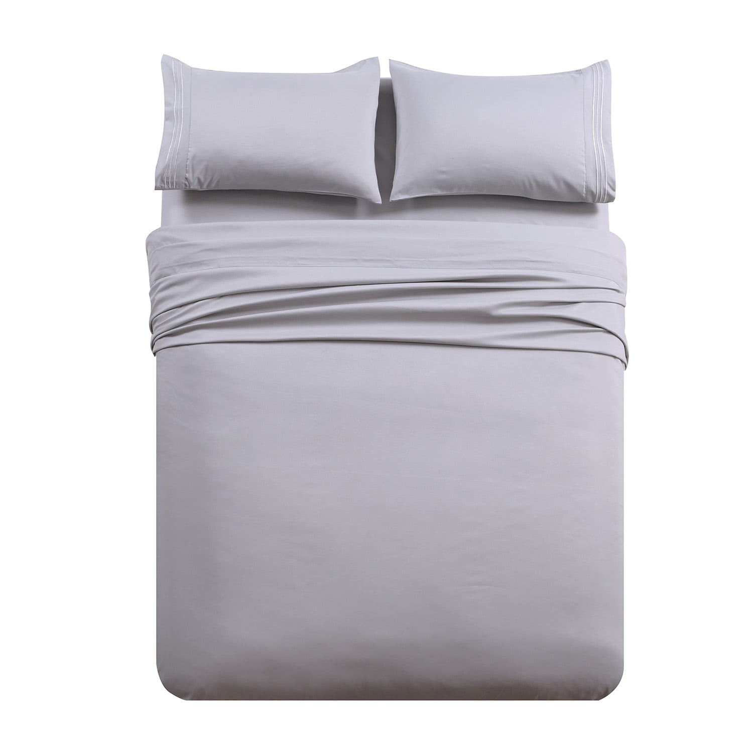 JML Bedding Twin Bed Sheets Set - 3 Piece Bedding - Brushed Microfiber 100% Polyester - Shrinkage and Fade Resistant - Easy Care (Twin, Grey)