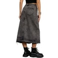 thumbnail image 3 of INSPIRE CHIC Women's Jean Slit Raw Trim Hem High Waist Stretchy Midi Pencil  Long Denim Skirt S Black, 3 of 6