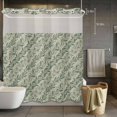 thumbnail image 5 of No Hook Shower Curtains with Snap-in Liner Set, Green Floral Waterproof Hotel Style Bathroom Shower Curtain, Spring Flowers Pattern Botanical Vintage Breathable Mesh Top Bath Curtains 72''x78'', 5 of 9