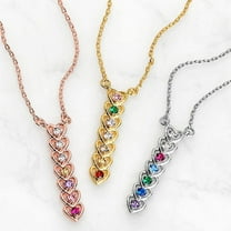 Personalized Planet Women's Petite Heart Family Birthstone Necklace