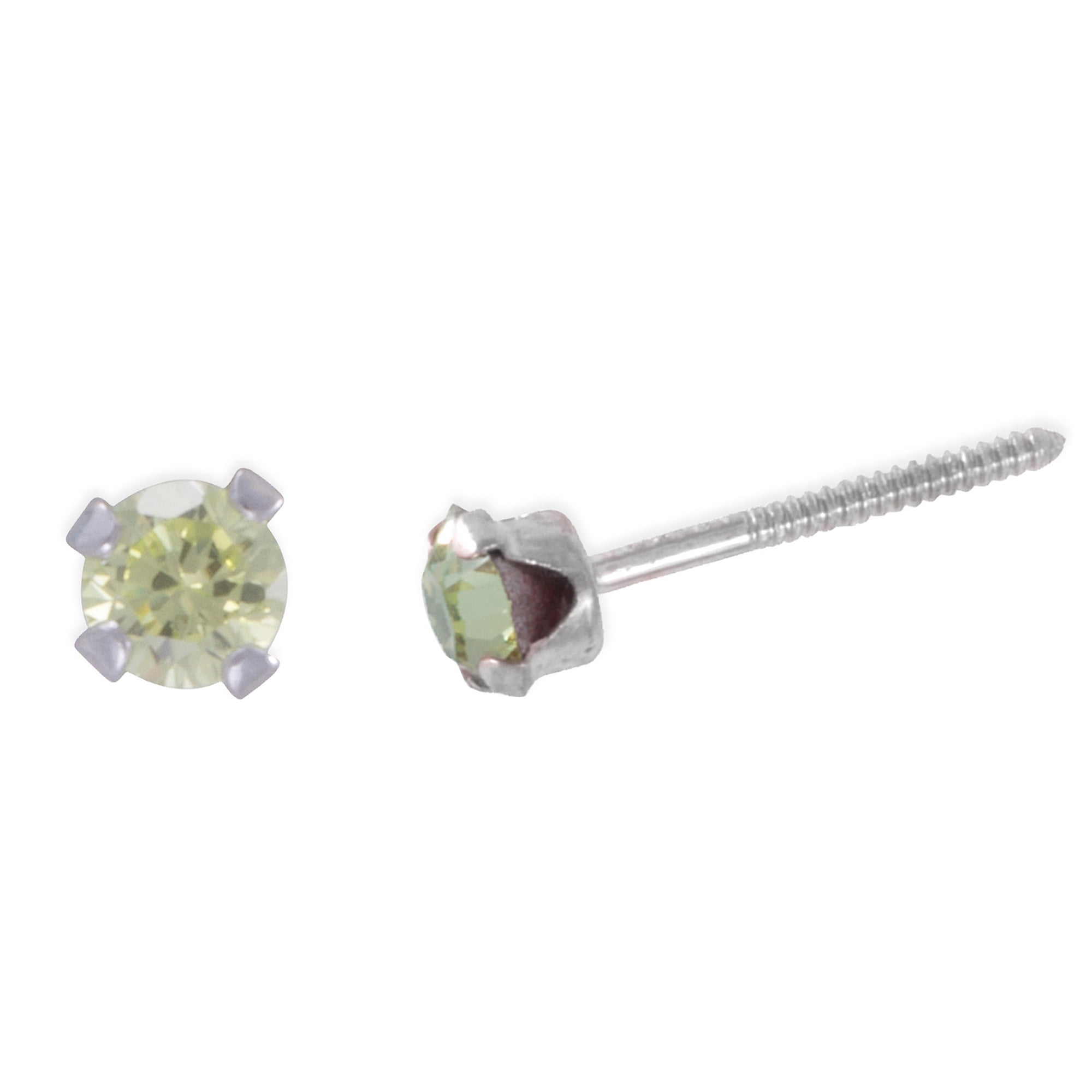 Brilliance Fine Women's Girl’s Sterling Silver Cubic Zirconia Round Stud Earring Set, 4 Pairs