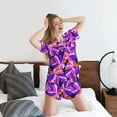 thumbnail image 5 of Bingfone Tropics Leaf Print Pajamas Sets for Women Soft Short-Sleeved Pjs with Lounge Shorts Two Piece Sleepwear, 5 of 5