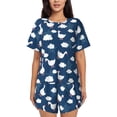 thumbnail image 1 of Fotbe Cute Goose On Blue Sky Conjunto de Pijama Estampado para Mujer, 2 Piezas, Ropa de Dormir con Camiseta de Manga Corta y Shorts Suaves-Medium, 1 of 6
