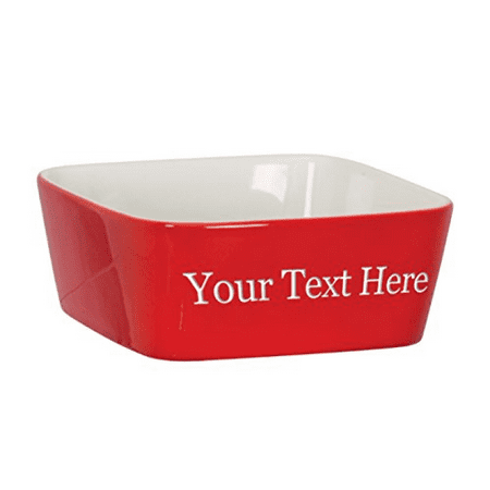 Customized 3D Laser Engraved Personalized Custom Ceramic Dog Pet Animal Bowl (Red)