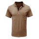 thumbnail image 4 of Men's Summer Solid Color T-shirt With A 3 Button Open Collar And Button Up Short Sleeved Top M, 4 of 5