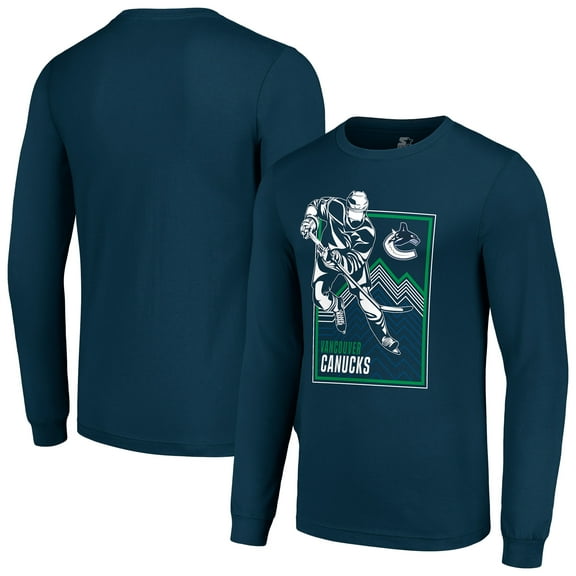 Men's Starter Blue Vancouver Canucks Player Grid Long Sleeve T-Shirt