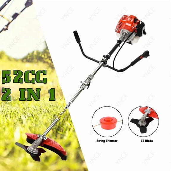 YNCE Gas Powe Weed Wacker, 52cc 2-Stroke Gas Weed Eater, 2 in 1 Backpack String/Grass Trimmer, 2.2KW/8500rpm High Power Brush Cutter, Multi-Functional Trimming Tool for Garden, Yard, Lawn