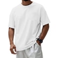 thumbnail image 2 of JoveMarine Men's Loose Fit Casual Short Sleeve Top, Round Neck T-Shirt with Chest Pocket, Soft Cotton Blend for Everyday Wear and Outdoor Activities White S, 2 of 9
