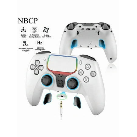 Wireless Game Controller Compatible With /PC/Steam - Hall Effect Joystick, Macro Programming Buttons,Macro Back Buttons, Turbo Fire, Bluetooth 5.0, Dual Vibration, 6-Axis Gyro,