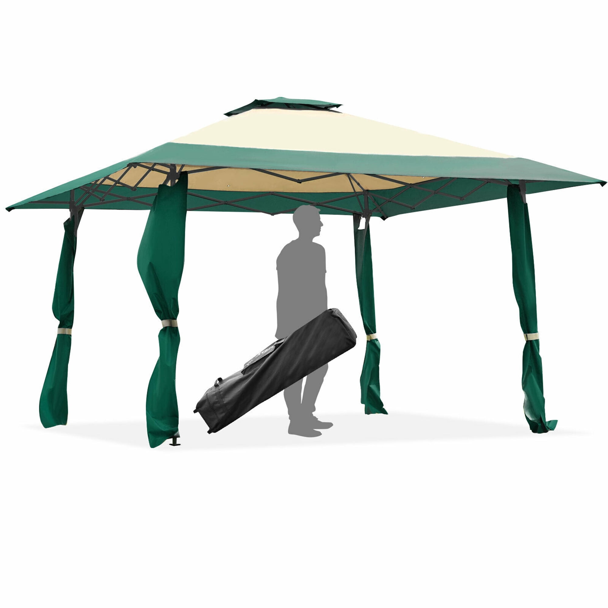 Gymax 13' x 13' Folding Patio Pop-up Gazebo Canopy Tent Outdoor Shelter Shade Green