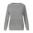 thumbnail image 4 of KONDYS Casual Solid Color Pullover Sweater Long Sleeve Crewneck Pocket Hoodless Sweatshirt Athletic Sportswear Apparel Lightweight Sweatshirts Fall Clothes for Women Tops, 4 of 4