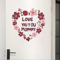 thumbnail image 1 of Adhesivo de pared Love You Mommy con forma de corazón floral, 30 x 30 cm, PVC, 1 of 4