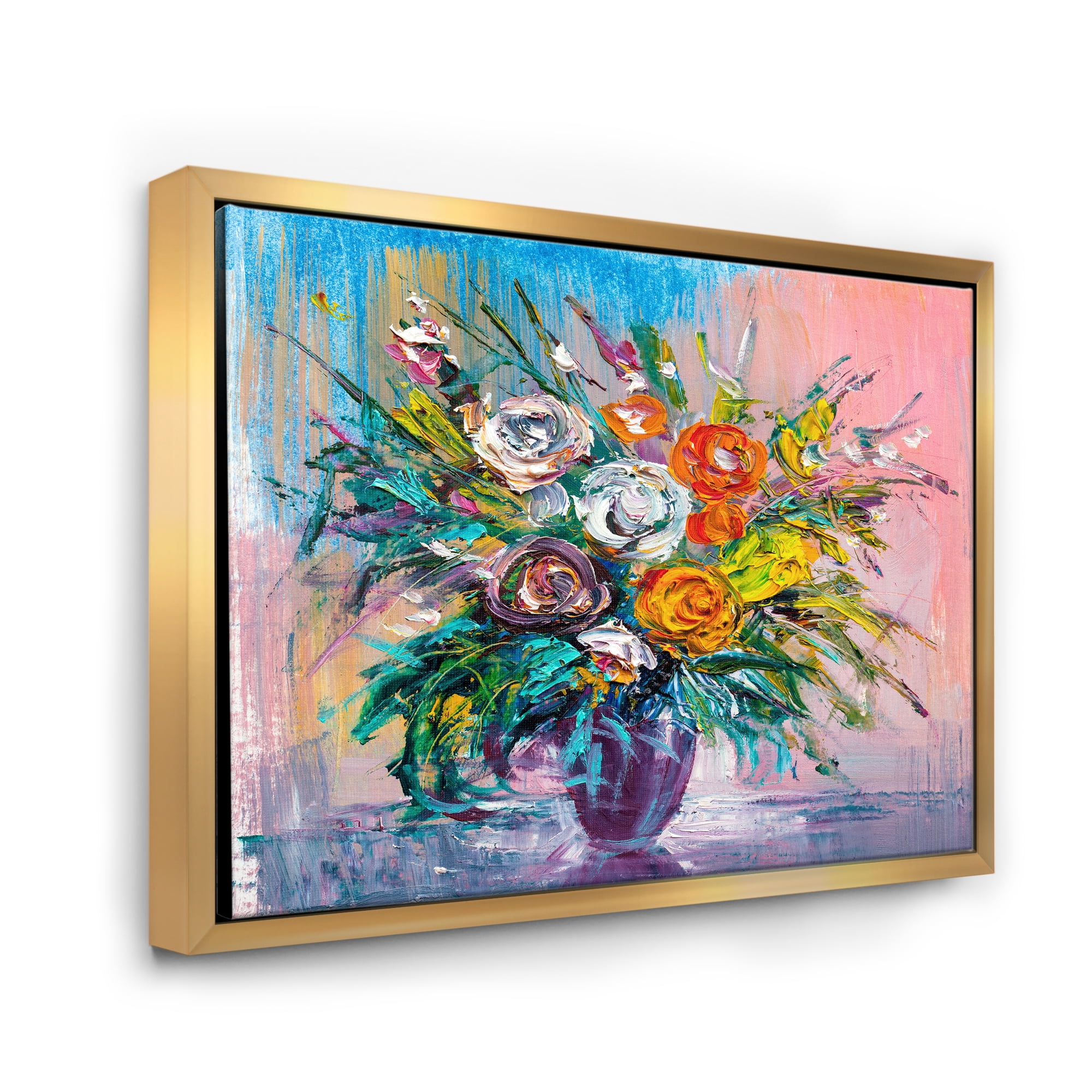Designart 'Bouquet Of Vibrant Colored Flowers' Traditional Framed Canvas Wall Art Print