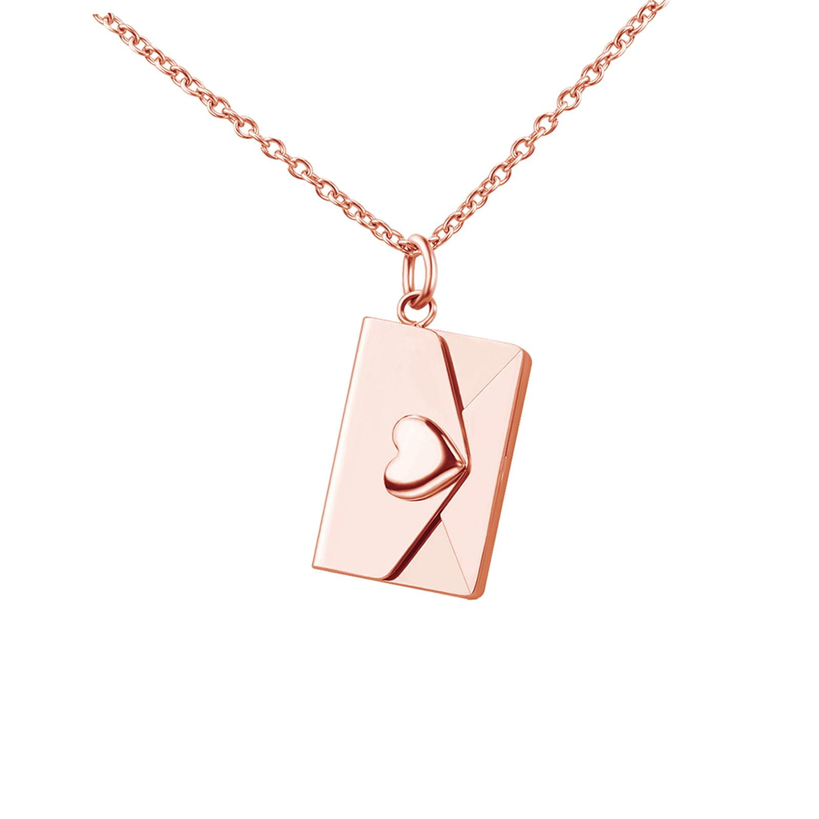Yinanstore Heart Love Letter Envelope Necklace Valentine's Day - Main Image