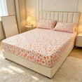 thumbnail image 6 of Floral Bow Printed Muslin Bed Sheet Set,Soft Breathable Cotton Fabric Fitted Sheet,Stylish Bedding Cover for Dorm Bedroom Household Sleeping Decor,79x59 Inch, 6 of 6