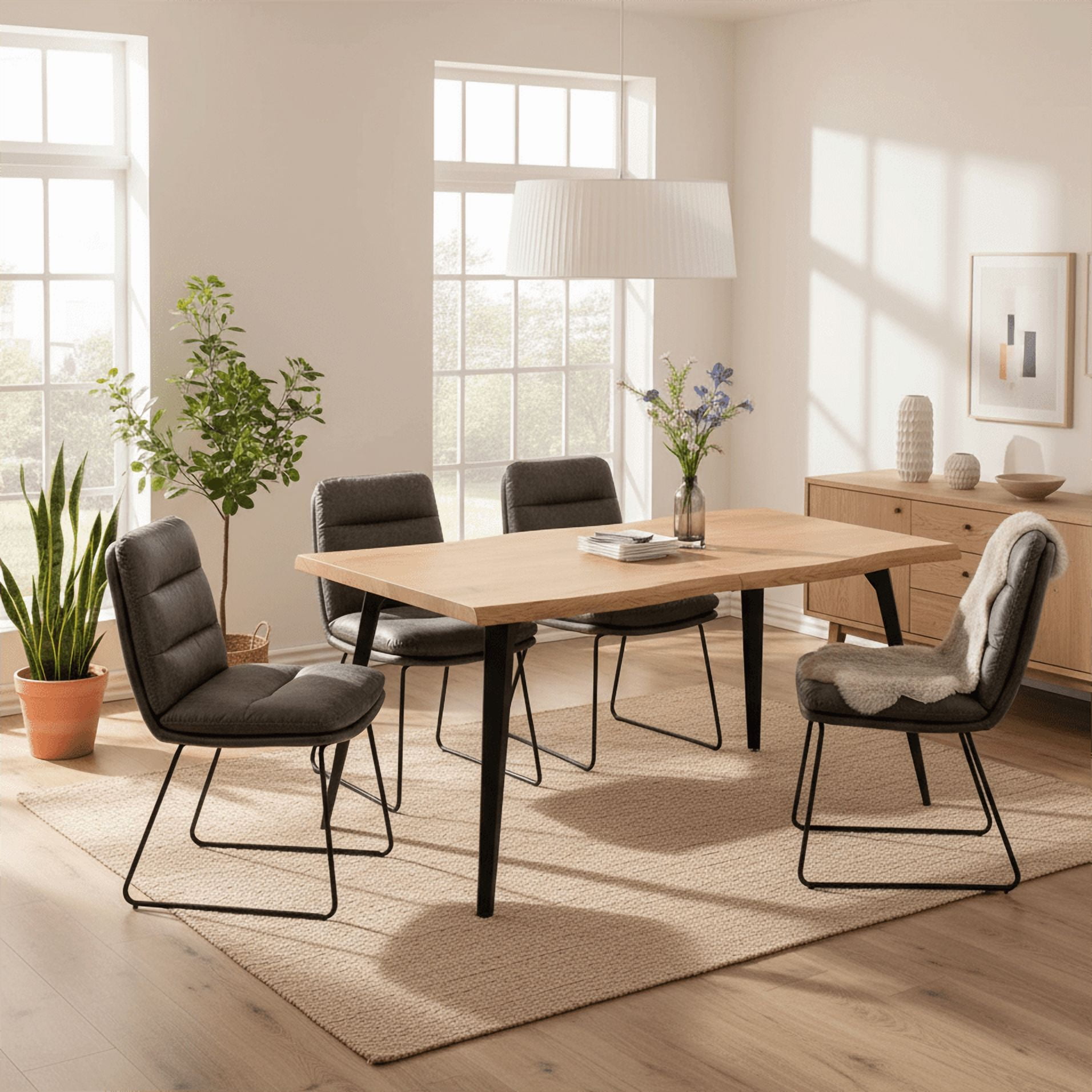 Homy Casa Set of 4 Upholstered Dining Chairs with Curved Backrest and Sturdy Rust Resistant Legs