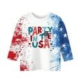 thumbnail image 5 of Mlqidk Usa Shirts for Girls 10-12 4th Of July American Flag T-Shirt Kids Independence Day 3/4 Sleeve Crew Neck Tees Kids Stars and Stripes Outfit Light Blue 8-9Y, 5 of 5