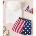 thumbnail image 4 of Hotiary Infant Baby Boys 4th of July Independence Day Outfits Letter Print Hooded Vest + American Flag Elastic Shorts 2 Piece Sets Toddler for 3 Months-24 Months, 4 of 8