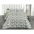 thumbnail image 2 of Ambesonne Animals Quilted Coverlet 3 Pcs, Tiger Hippo Giraffe Print, Queen Size, White Soft Blue Cinnamon, 2 of 4