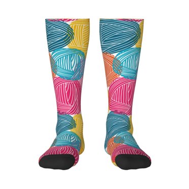 Athletic Socks Men Women， Colorful Wool Balls Knee High Socks, Calf Tube Football Socks, Long Socks