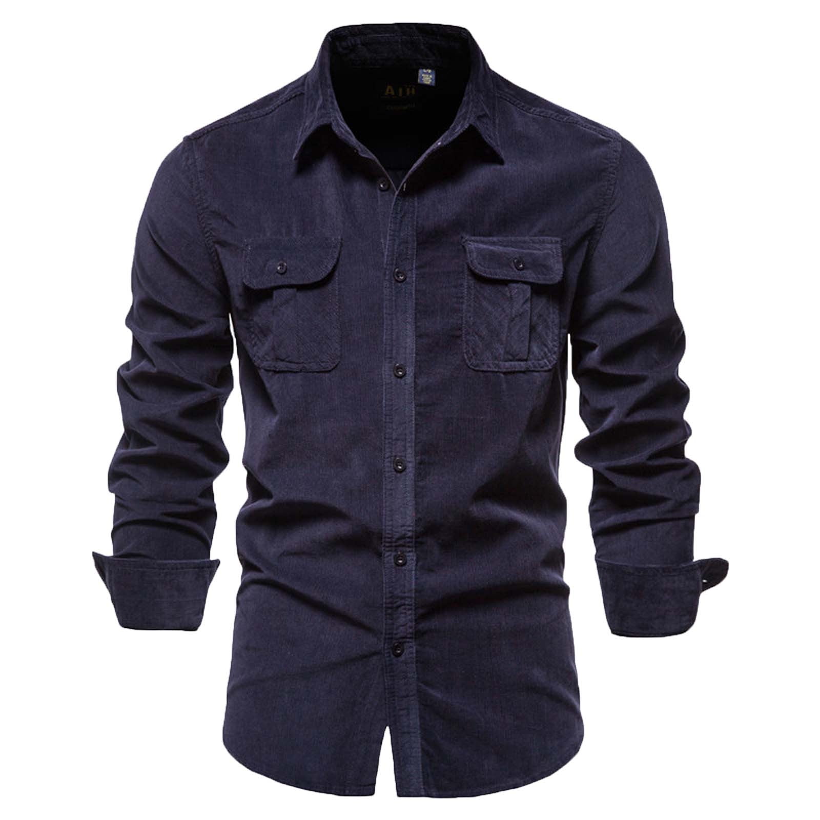 VEKDONE 2023 Clearance Vintage Men's Corduroy Shirts, Slim Fit Button ...