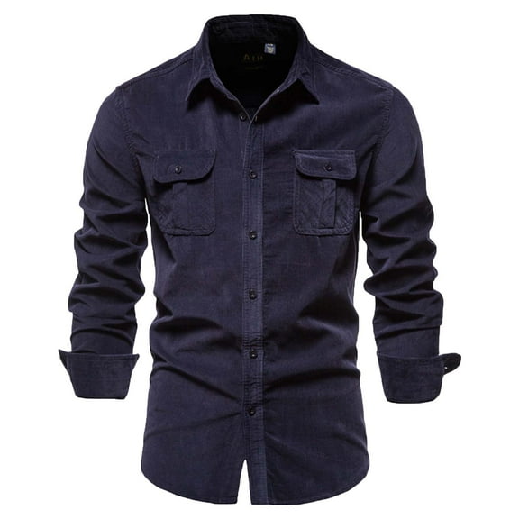Awdenio Men's Shirts Casual Button Down Cotton Corduroy Long Sleeve Turndown Casual Top Blouse Shirt