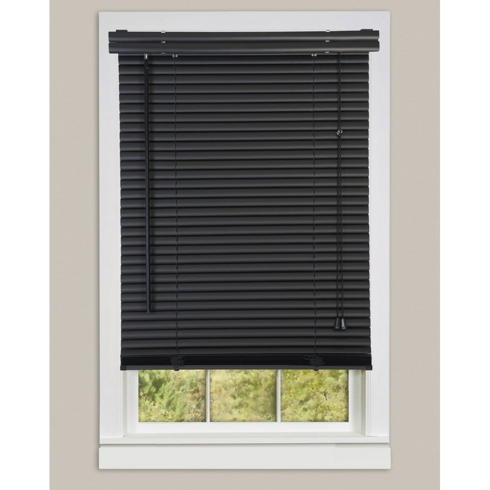 Mini Window Blinds 1" Slats Black Venetian Vinyl Blind Actual Size: 31