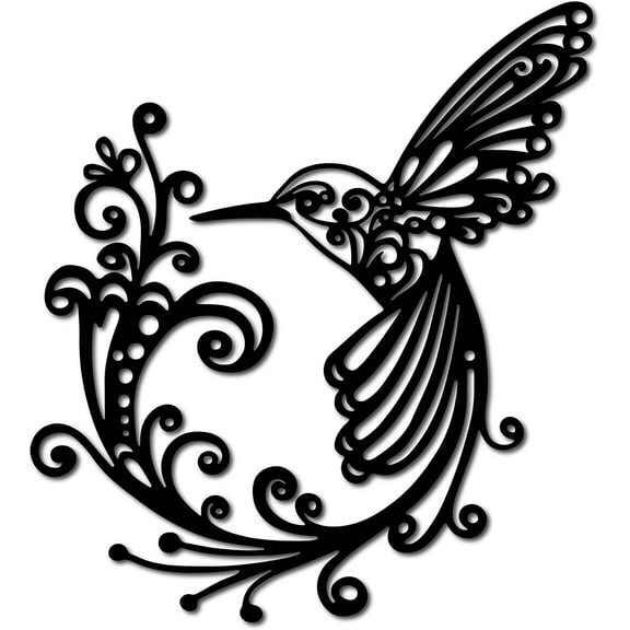 Bird Metal Wall Art Decor Hummingbird Black Wall Signs Iron Hanging Metal Ornament Sculpture
