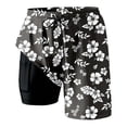thumbnail image 4 of DHFJKG 2 In 1 Mens Swim Trunks Hawaiian Athletic Swimsuits Drawstring Shorts Tropical Printed Summer Bathing Suit Bottoms With Pockets, 4 of 4