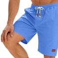 thumbnail image 6 of LMOIPLI Men's Linen Casual Shorts Elastic Drawstring Waist Summer Shorts with Pockets Lightweight Breathable Beach Shorts for Men Blue XXL, 6 of 7