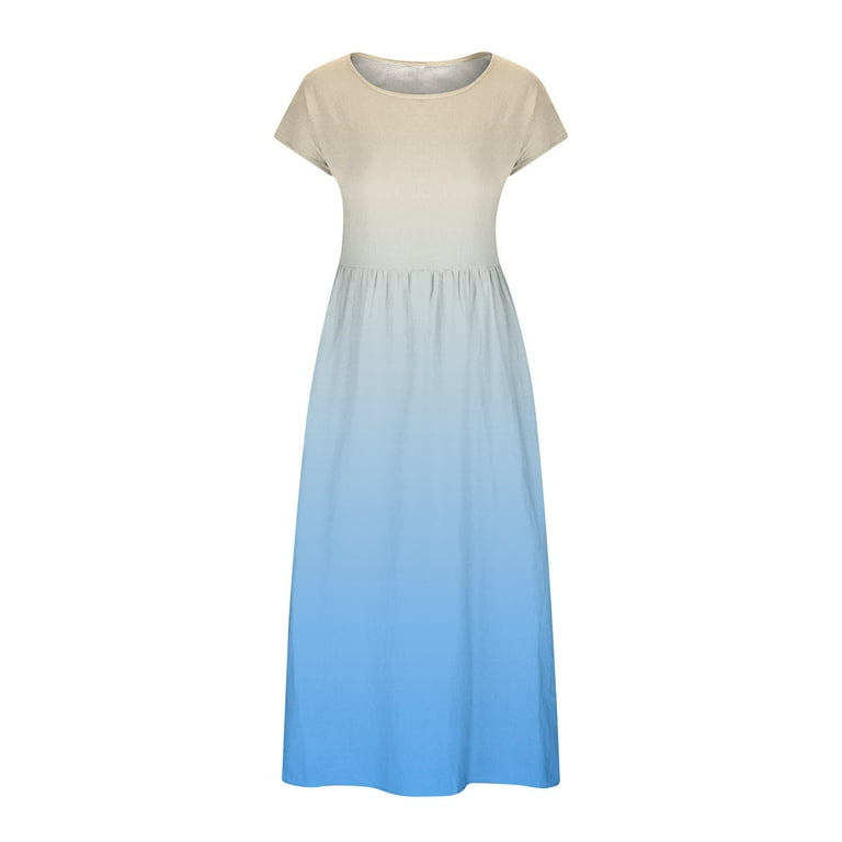 safuny Women's Cotton Midi Loose Dress Nightgown Sundress Gradient Color Elegant Casual Relaxed Summer Short Sleeve Dress Fashion Round Neck Blue XL - Walmart.com safuny Women's Cotton Midi Loose Dress Nightgown Sundress Gradient Color Elegant Casual Relaxed Summer Short Sleeve Dress Fashion Round Neck Blue XL - Walmart.com