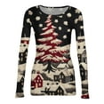 thumbnail image 6 of JGNGSHN Women's Long Sleeve Crew Neck Tops Soft Stretchy Fitted Crew Ribbed Knit Blouses Xmas Print Basic Tee Going Out Top, 6 of 7