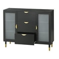 thumbnail image 3 of TMS Wescott 47.6" Wide Mid-Century Sideboard with Tempered Glass Doors, Black, 3 of 6